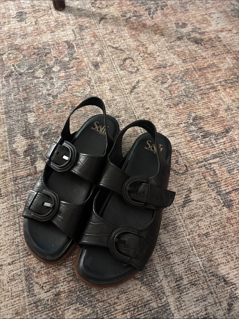 Sofft Black Buckle Slingback Sandals
